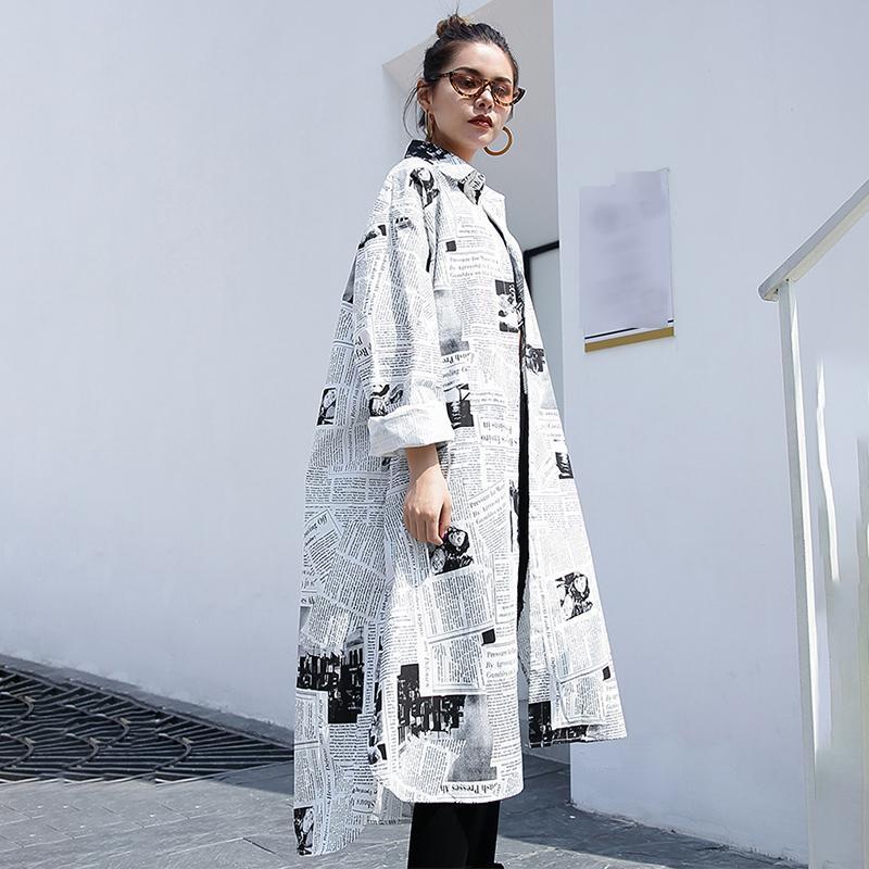 Tori Newspaper Print Shirt Dress