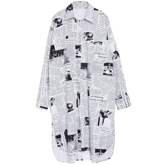 Tori Newspaper Print Shirt Dress