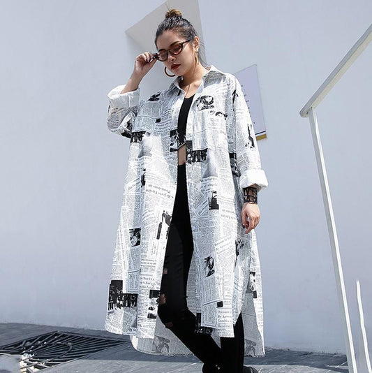 Tori Newspaper Print Shirt Dress