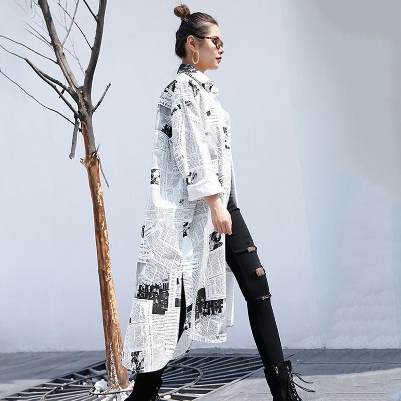 Tori Newspaper Print Shirt Dress